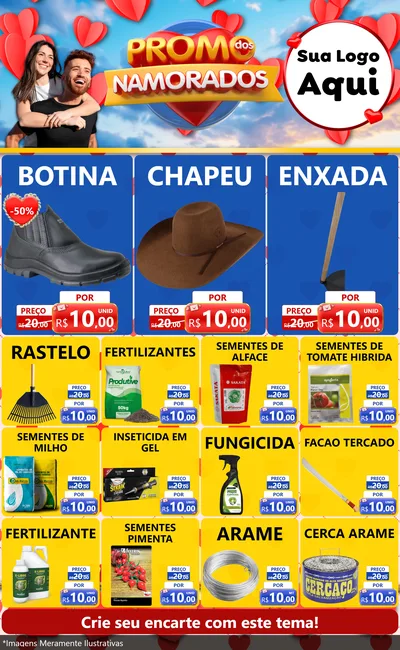 Modelo de Encarte para Encarte Grande com o tema Promo dos Namorados para Agropecuária