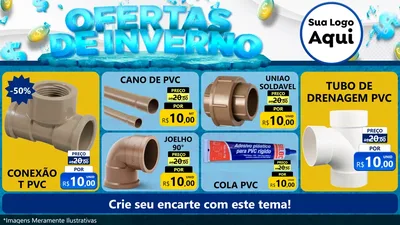 Modelo de TV para TV Horizontal com o tema Ofertas de Inverno para Tubos e conexões