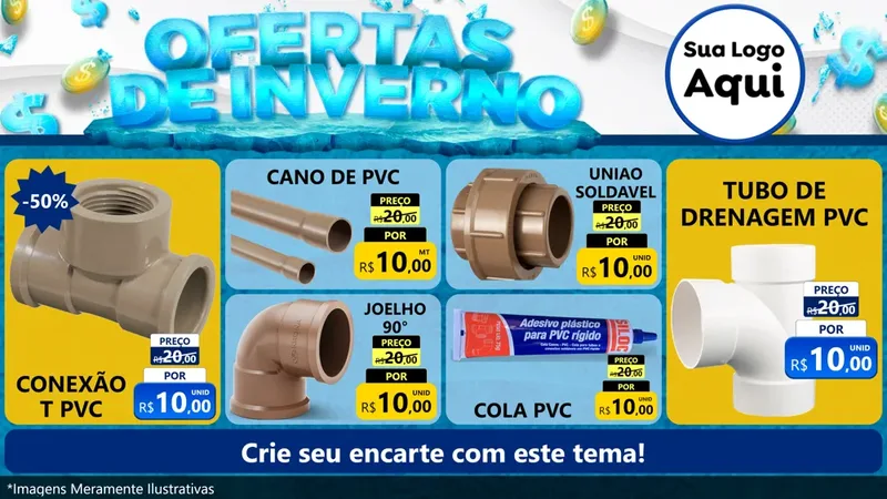Modelo de TV para TV Horizontal com o tema Ofertas de Inverno para Tubos e conexões