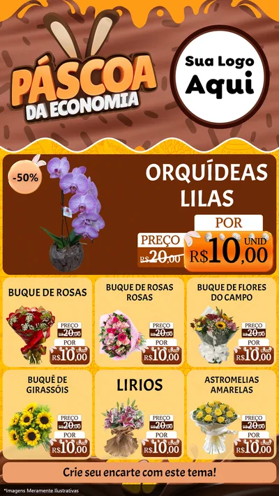 Modelo de Rede Social para Stories com o tema Páscoa da Economia para Floricultura e jardim