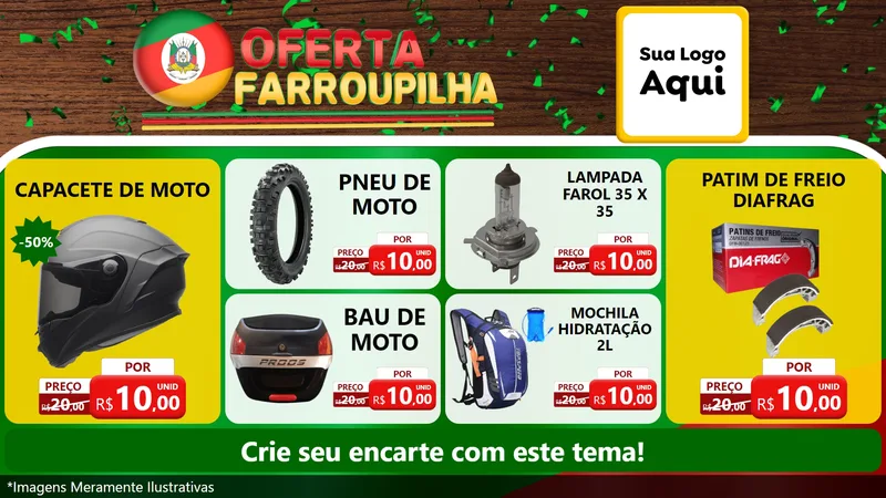 Modelo de TV para TV Horizontal com o tema Oferta Farroupilha para Moto peças