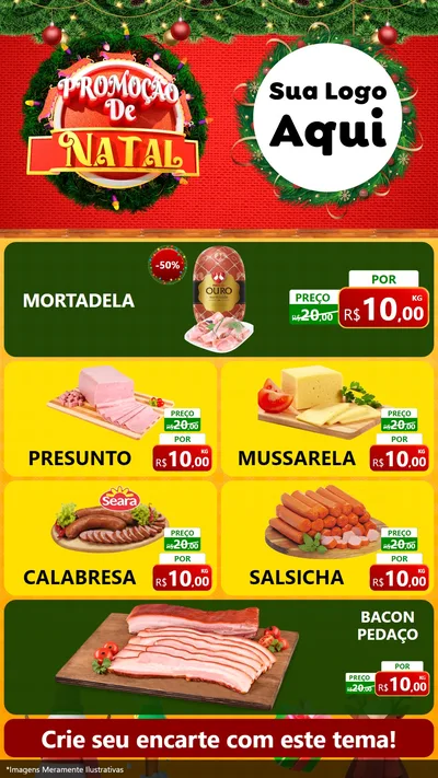 Modelo de TV para TV Vertical com o tema Promoção de Natal para Frios e Laticínios