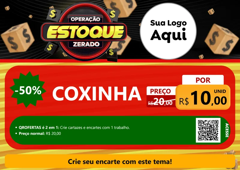 Modelo de Cartaz para Cartaz A4 Horizontal com o tema Operação Estoque Zerado para Salgadaria