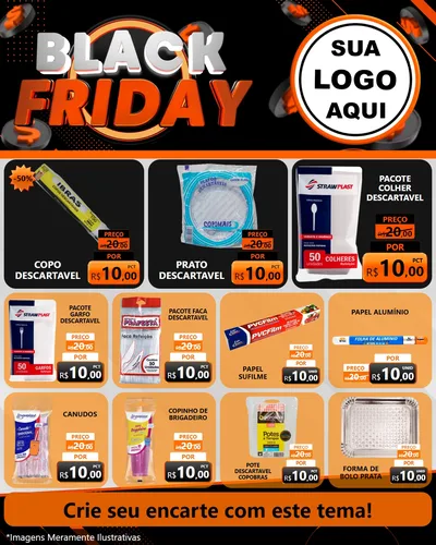 Modelo de Rede Social para Feed Instagram com o tema Black Friday para Embalagens