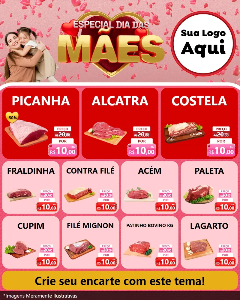Modelo de Rede Social para Feed Instagram com o tema Especial Dia Das Mães para Açougue