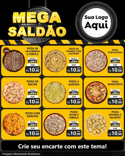 Modelo de Rede Social para Feed Instagram com o tema Mega Saldão para Pizzaria