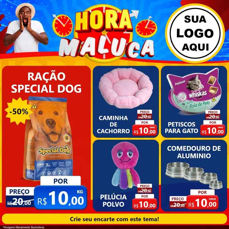 Modelo de Rede Social para Feed Facebook com o tema Hora Maluca para Pet Shop