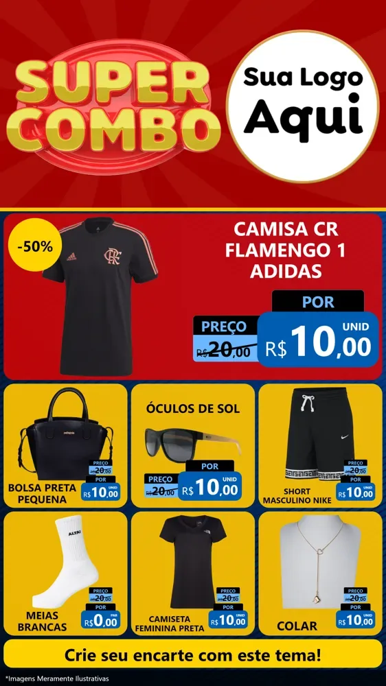 Modelo de Rede Social para Stories com o tema Super Combo para Roupas e acessórios