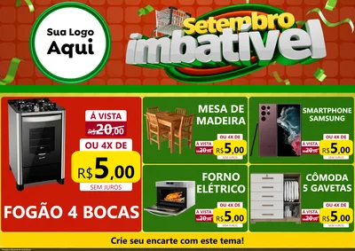 Modelo de Encarte para Encarte A4 Horizontal com o tema Setembro Imbatível para Móveis e Eletro
