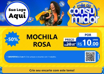 Modelo de Cartaz para Cartaz A4 Horizontal com o tema Mês do Consumidor para Papelaria
