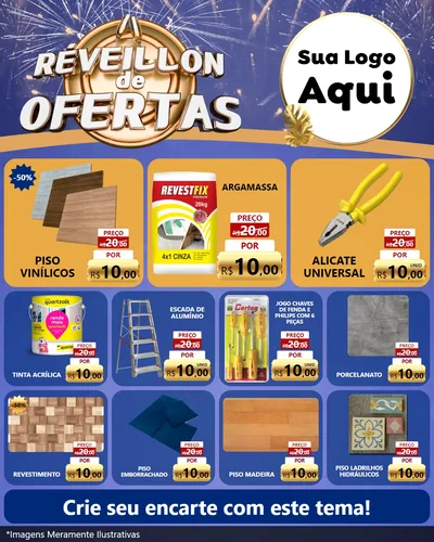 Modelo de Rede Social para Feed Instagram com o tema Réveillon de Ofertas para Material para Construção