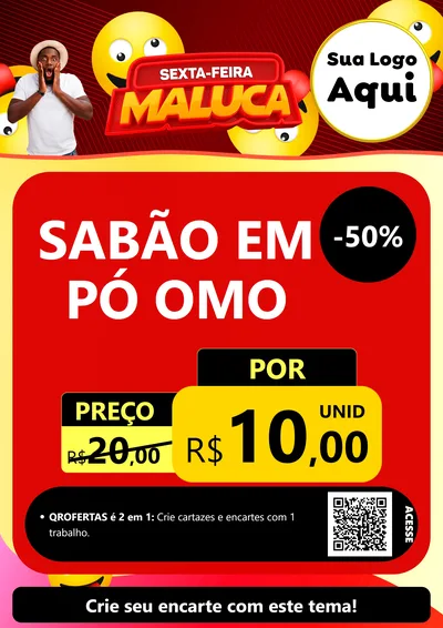 Modelo de Cartaz para Cartaz A4 Vertical com o tema Sexta-feira Maluca para Produtos de Limpeza