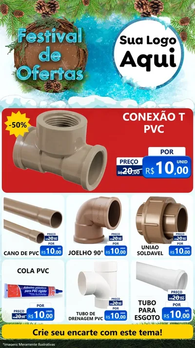 Modelo de Rede Social para Stories com o tema Festival de Ofertas - Inverno para Tubos e conexões
