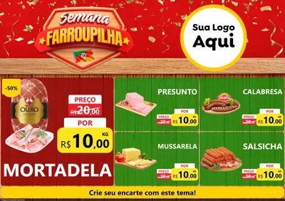 Modelo de Encarte para Encarte A4 Horizontal com o tema Semana Farroupilha para Frios e Laticínios