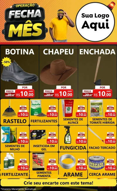 Modelo de Encarte para Encarte Grande com o tema Operação Fecha Mês para Agropecuária