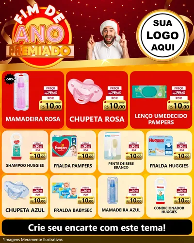Modelo de Rede Social para Feed Instagram com o tema Fim de Ano Premiado para Bebês