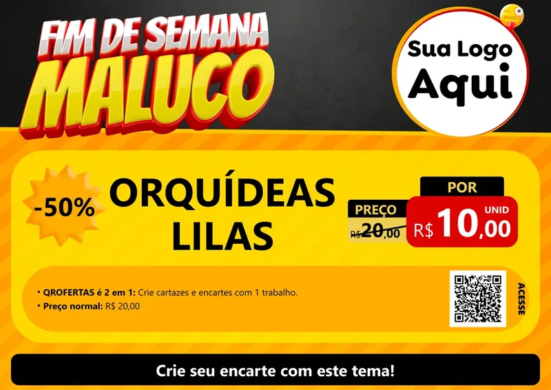 Modelo de Cartaz para Cartaz A4 Horizontal com o tema Final de Semana Maluco para Floricultura e jardim