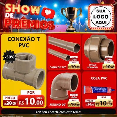 Modelo de Rede Social para Feed Facebook com o tema Show de Prêmios para Tubos e conexões