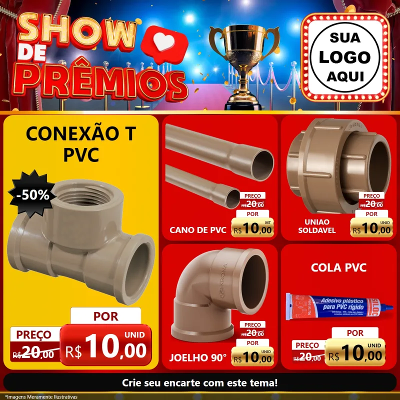 Modelo de Rede Social para Feed Facebook com o tema Show de Prêmios para Tubos e conexões