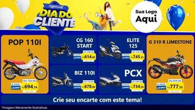 Modelo de TV para TV Horizontal com o tema Especial Dia do Cliente para Concessionaria de Motos