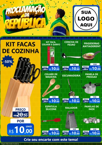 Modelo de Encarte para Encarte A4 Vertical com o tema Proclamação da República para Utilidades Domésticas