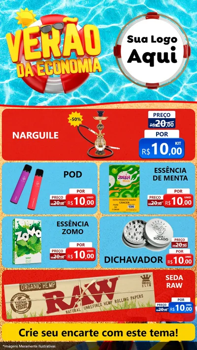 Modelo de TV para TV Vertical com o tema Verão da Economia para Tabacaria