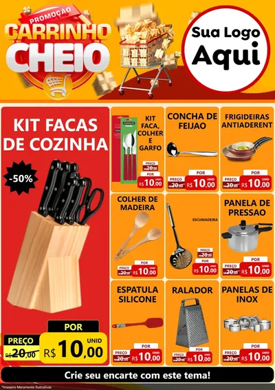 Modelo de Encarte para Encarte A4 Vertical com o tema Promoção carrinho cheio para Utilidades Domésticas