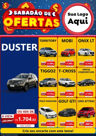 Modelo de Encarte para Encarte A4 Vertical com o tema Sabadão de Ofertas para Concessionaria de Carros
