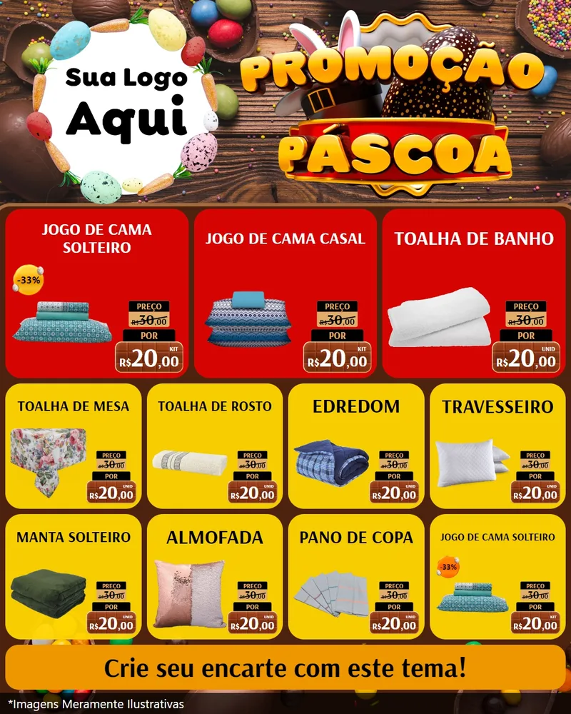 Modelo de Rede Social para Feed Instagram com o tema Promoção Páscoa para Cama, Mesa e Banho