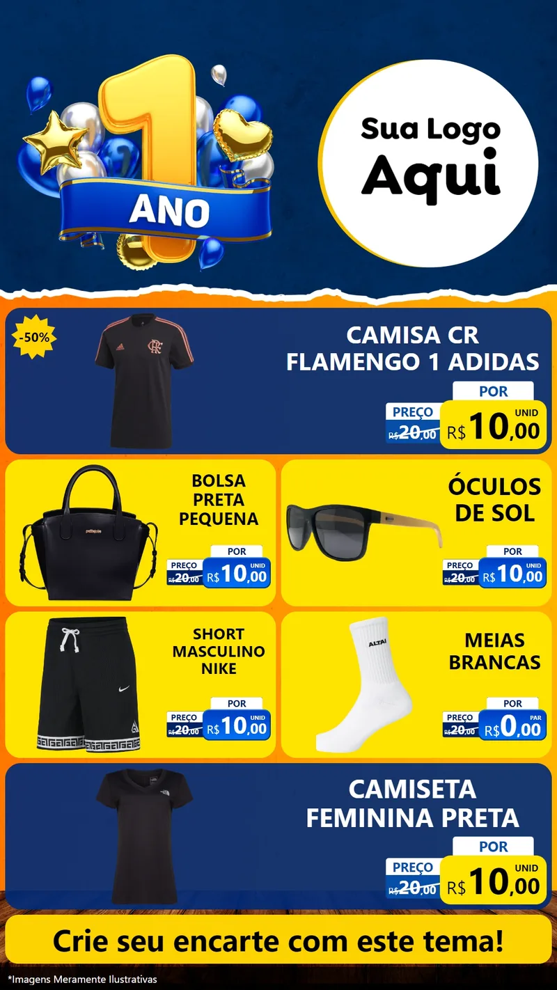 Modelo de TV para TV Vertical com o tema Um Ano de Aniversário para Roupas e acessórios