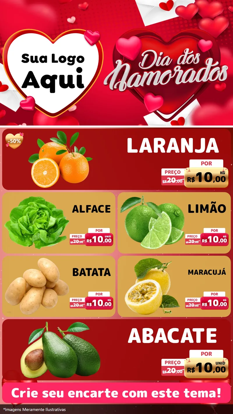 Modelo de TV para TV Vertical com o tema Dia Dos Namorados para Hortifrúti