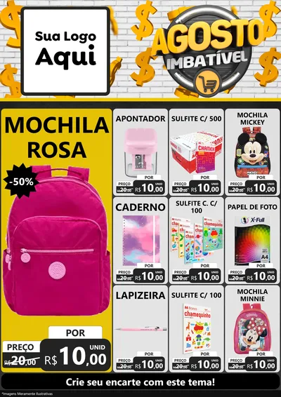 Modelo de Encarte para Encarte A4 Vertical com o tema Agosto imbatível para Papelaria