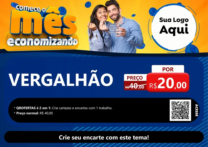 Modelo de Cartaz para Cartaz A4 Horizontal com o tema Comece O Mês Economizando para Ferragens