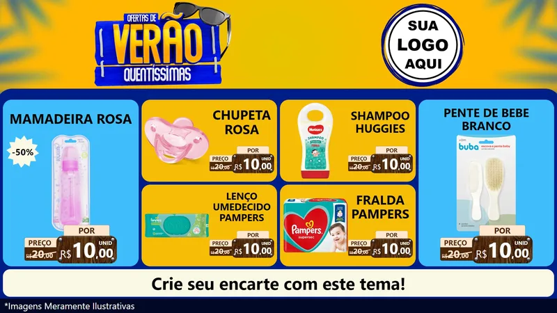 Modelo de TV para TV Horizontal com o tema Ofertas de Verão Quentíssimas para Bebês