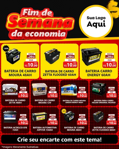 Modelo de Rede Social para Feed Instagram com o tema Fim de Semana da Economia para Baterias Elétricas