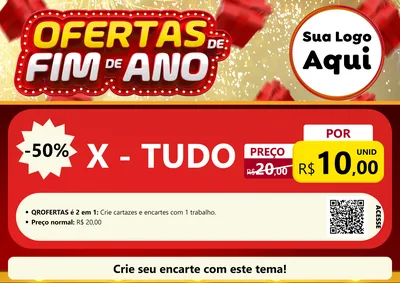 Modelo de Cartaz para Cartaz A4 Horizontal com o tema Ofertas de Fim de Ano para Hamburgueria