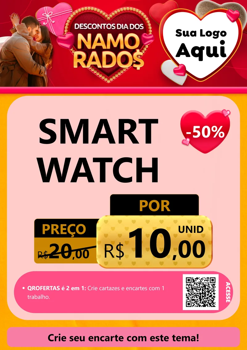Modelo de Cartaz para Cartaz A4 Vertical com o tema Descontos Dia dos Namorados para Informática