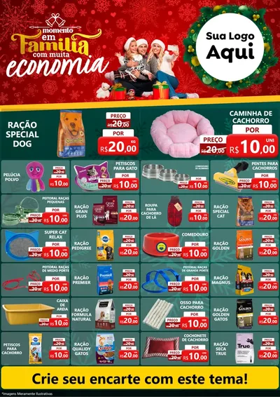 Modelo de Encarte para Encarte A4 Vertical com o tema Momento em Família (Natal) para Pet Shop