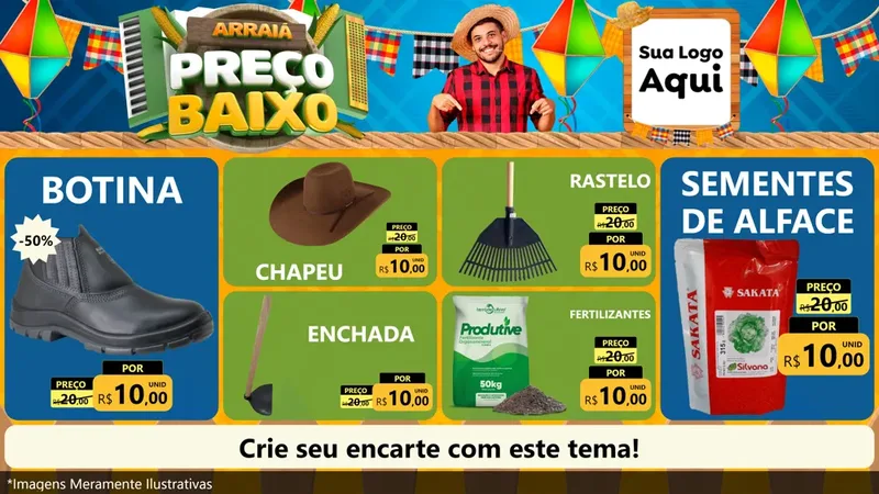 Modelo de TV para TV Horizontal com o tema Arraiá de Preço Baixo - Junina para Agropecuária