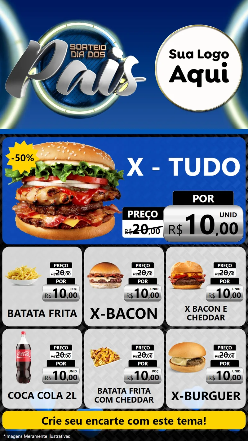 Modelo de Rede Social para Stories com o tema Sorteio Dia Dos Pais para Hamburgueria
