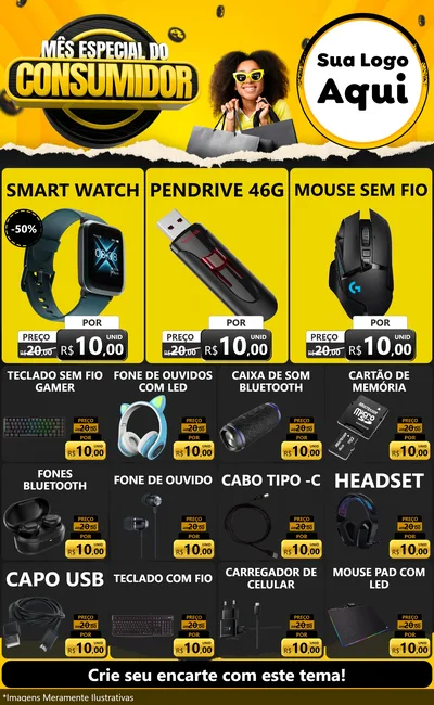 Modelo de Encarte para Encarte Grande com o tema Mês Especial do Consumidor para Informática