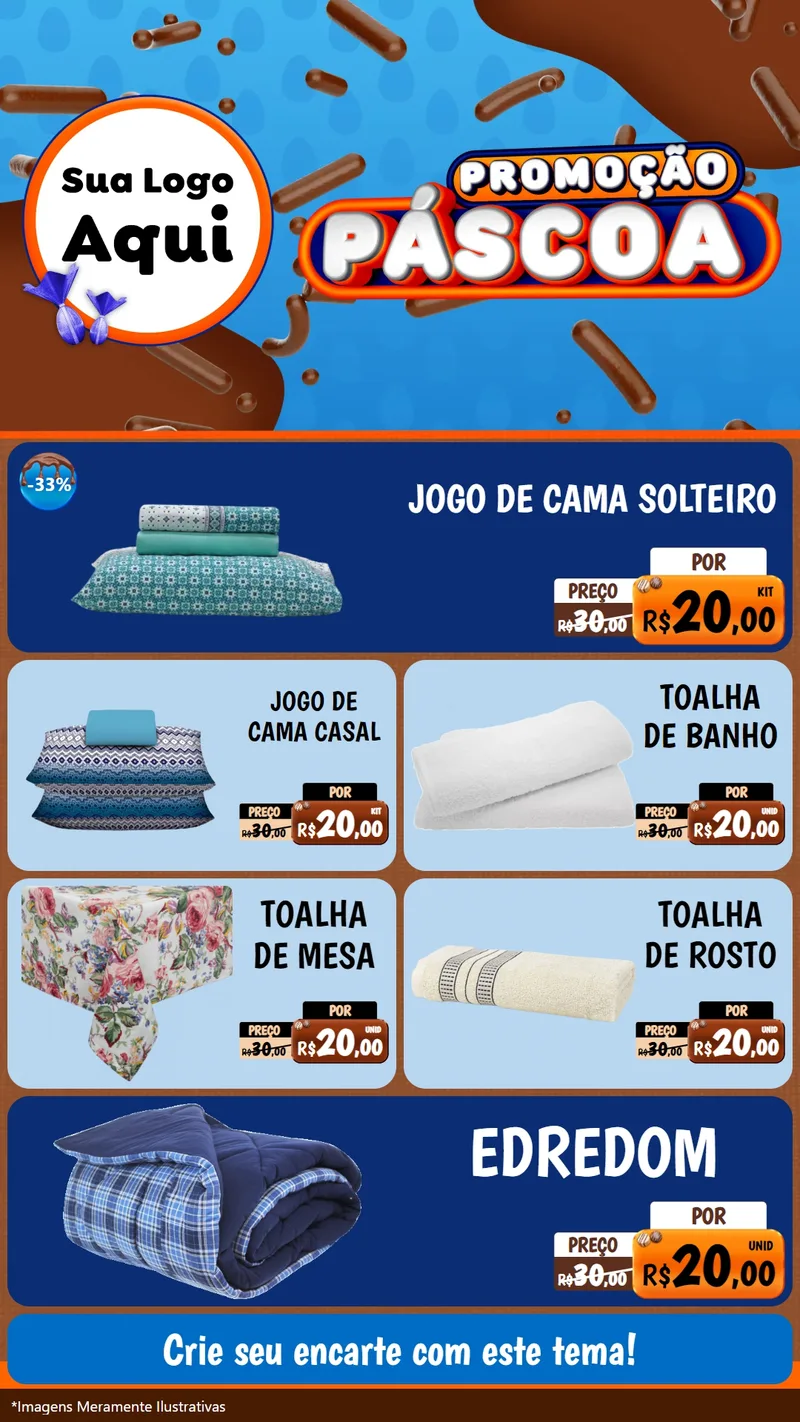 Modelo de TV para TV Vertical com o tema Promoção Páscoa para Cama, Mesa e Banho