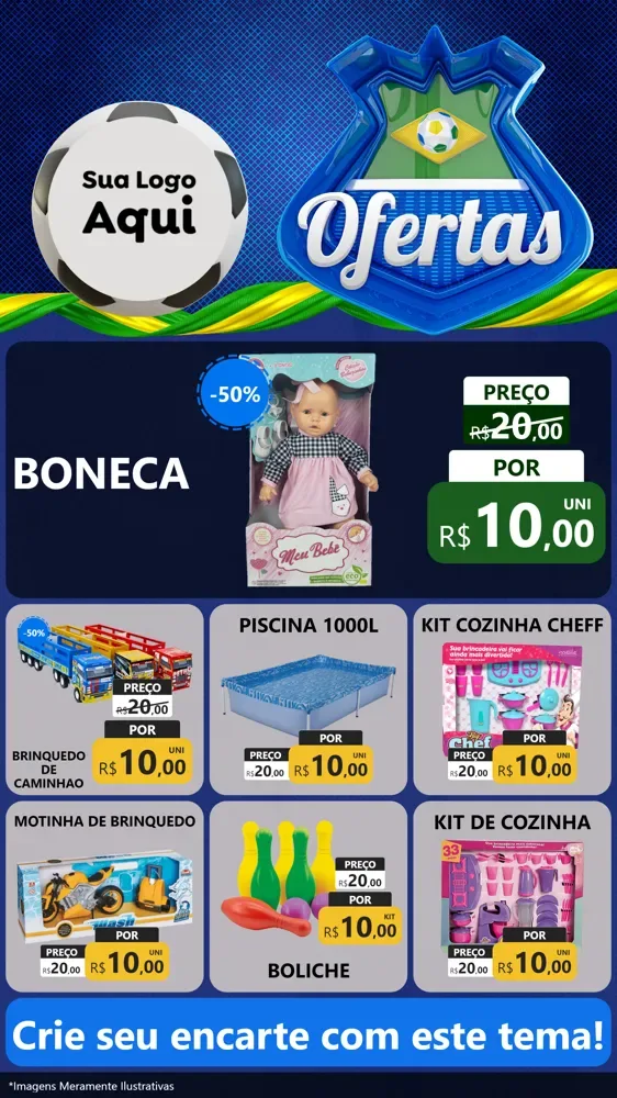 Modelo de Rede Social para Stories com o tema Ofertas (Futebol) para Brinquedos