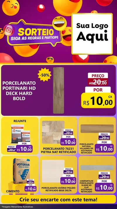 Modelo de Rede Social para Stories com o tema Sorteio para Pisos e revestimentos