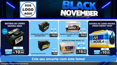 Modelo de TV para TV Horizontal com o tema Black November para Baterias Elétricas