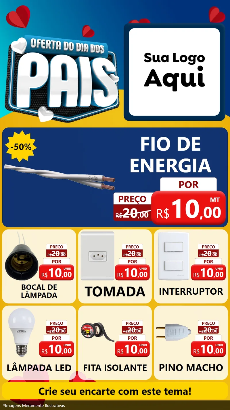Modelo de Rede Social para Stories com o tema Oferta Do Dia Dos Pais para Materiais Elétricos