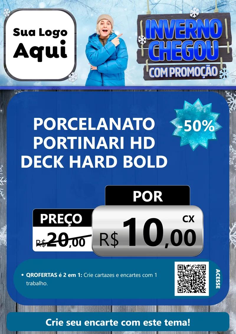 Modelo de Cartaz para Cartaz A4 Vertical com o tema Inverno Chegou Com Promoção para Pisos e revestimentos