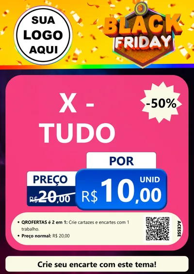 Modelo de Cartaz para Cartaz A4 Vertical com o tema Black Friday para Hamburgueria