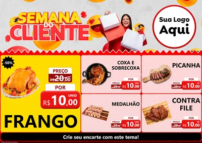 Modelo de Encarte para Encarte A4 Horizontal com o tema Semana do Cliente para Assados