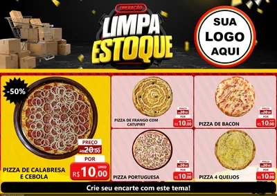 Modelo de Encarte para Encarte A4 Horizontal com o tema Operação Limpa Estoque para Pizzaria